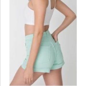 American Apparel teal high wasted shorts